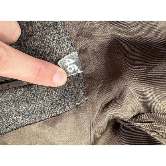 Imperial By Haggar Brown 100% Pure Wool Elbow Patch Two Button Blazer Jacket 46 - Picture 9 of 12